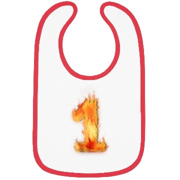 Discover fire flame number 1 two Bibs