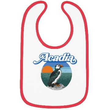 Discover Retro Acadia National Park Vintage Maine Puffin Bibs