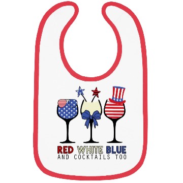 Discover Red White Blue and Cocktails Bibs