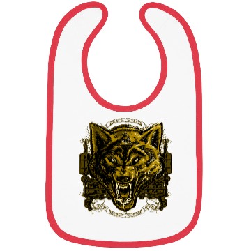 Discover Wild Angry Wolf Tattoo Illustration Bibs