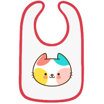 Discover Kawaii Cat Head Multicolored Bibs