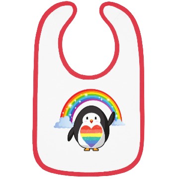 Discover LGBT Pride Heart Penguin Shiny Rainbow Bibs