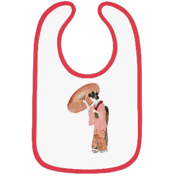 Discover Japanese woman in kimono in a watercolor Bibs
