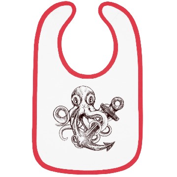 Discover funny octopus with anchor - animal- ocean lovers Bibs