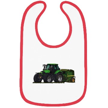 Discover Light green tractor with a baler Bibs