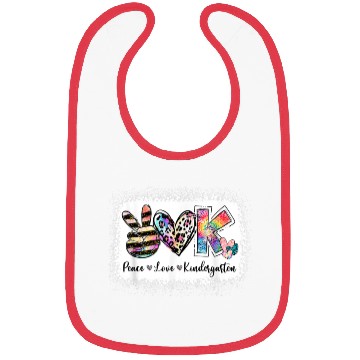 Discover Teacher Peace Love Kindergarten Team Bleached Bibs