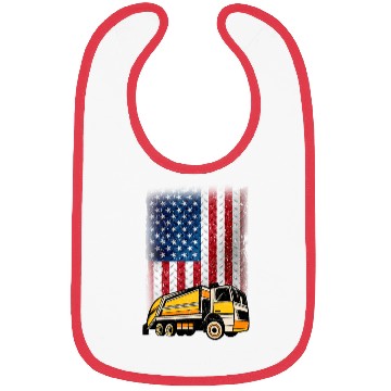Discover Garbage Truck USA Flag Gift Bibs