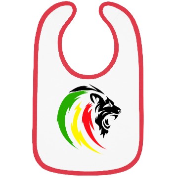 Discover Rastafari Lion with Reggae Flag Colors, Green Red Bibs