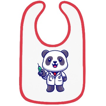 Discover Cute panda doctor with syringe Bibs
