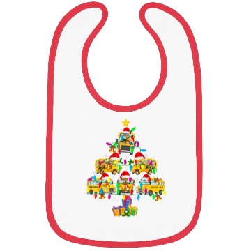 Discover School Bus Christmas Tree Funny Santa Bus Driver Bibs