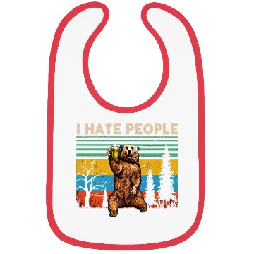 Discover I Hate People Bear Drinking Beer Vintage Bibs