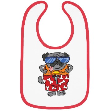 Discover Hot Dog Pug Lover Summer Beach Bibs