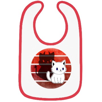 Discover White Comic Cat With Devils With Bibs