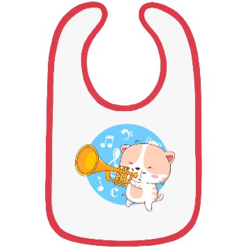 Discover Cute cat loves to play trumpet Bibs