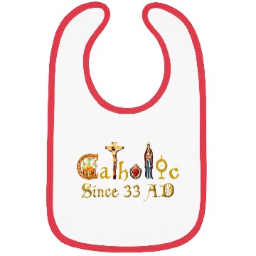 Discover Catholic since 33 AD Jesus, Virgin Mary and Saints Bibs