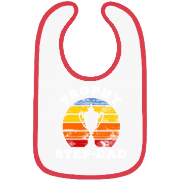 Discover Funny Trophy Step Dad Retro Sunset Fathers Day Bibs