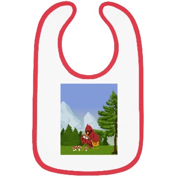 Discover Cardinal Bird Foraging Collecting Mushrooms Bibs