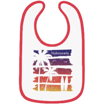 Discover Cool Indonesia Surfing Fan Beach Palm Tree Bibs