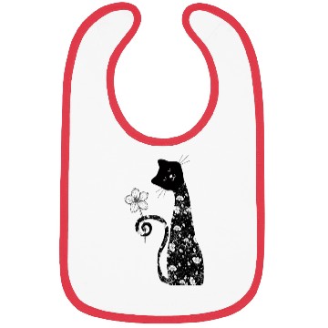 Discover Black cat with flower Bibs