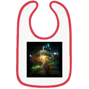 Discover Glowing Fantasy surreal Mushroom Tree Bibs