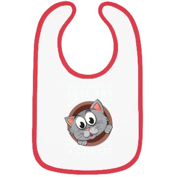 Discover All i need is love and cute cat Bibs