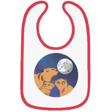 Discover Three Capybara Moon Funny Pelican Capybara Wolf me Bibs