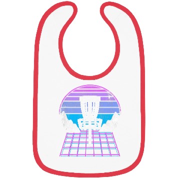 Discover Disc Golf Basket 90s Synthwave Sunset Retrowave Bibs