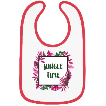 Discover Jungle Time Floral Pink and Forest Bibs