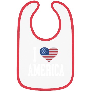Discover US Flag Proud American I Heart America, I Love Bibs