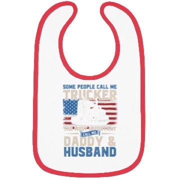 Discover Truck Driver Trucker Daddy Husband US Flag Bibs