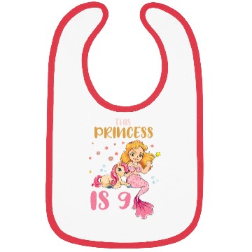 Discover Birth Born Age 9 Years Old Pretty Mermaid Unicorn Bibs