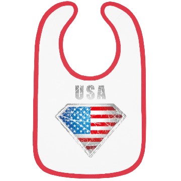 Discover USA superhero flag legend vintage crest Bibs