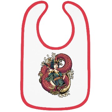 Discover Geisha red dragon Bibs