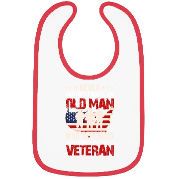 Discover US Veteran Never Underestimate an Old Man Bibs