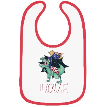 Discover Love America Cat Dinosaur USA Flag 4th Of July Bibs