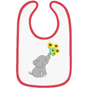 Discover Good Luck elephant holding sunflowers Bibs