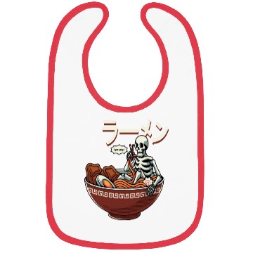 Discover skeleton relaxing bowl ramen Bibs