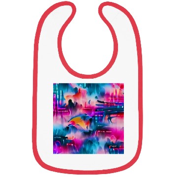 Discover Abstract watercolor pattern in retro neon colors Bibs