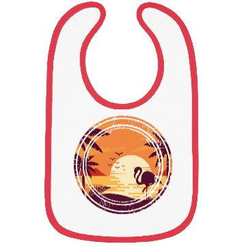 Discover Flamingo Retro Sunset , Beach, Palm Trees Bibs