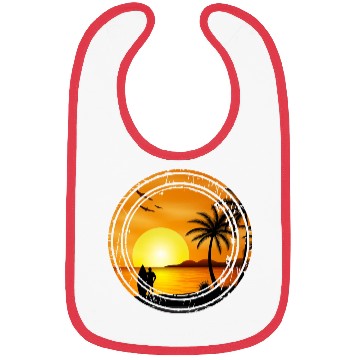 Discover Retro Vintage Sunset , Beach, Palm Trees, Vacation Bibs