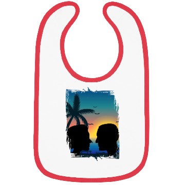 Discover Couples Retro Sunset , Beach, Palm Trees, Vacation Bibs