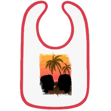 Discover Couple Retro Sunset , Beach, Palm Trees, Vacation Bibs