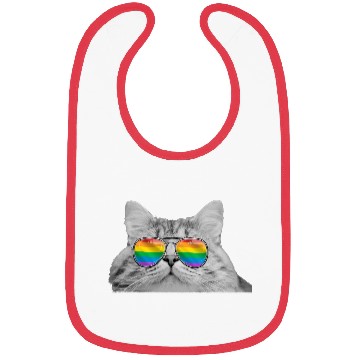 Discover Funny Cat Pride LGBTQ Sunglasses Rainbow Flag Bibs