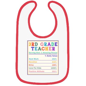 Discover 3rd Grade Teacher Nutrition Facts Bibs