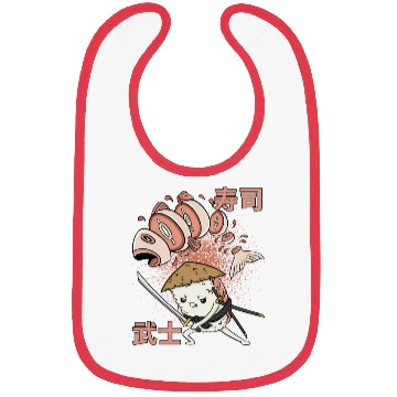 Discover Funny Retro Sushi Samurai Sushi Warrior Ninja Move Bibs