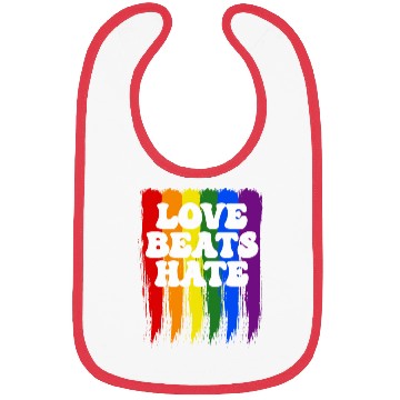 Discover LGBTQIA+ Rainbow Pride Flag Love Beats Hate Bibs