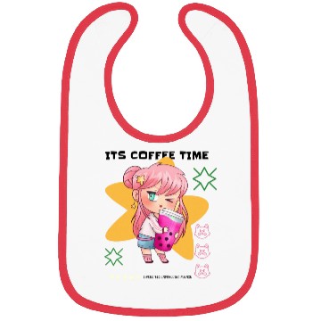 Discover Funny and Cute It's Coffee Time Bibs