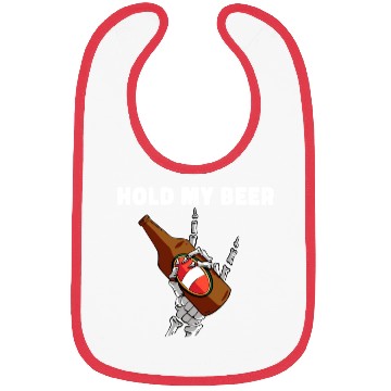 Discover Featuring a skeleton s hand holding a beer Bibs