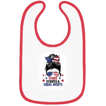 Discover USA Messy Bun Bleached Stars Stripes Equal Rights Bibs