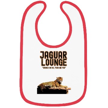 Discover JAGUAR LOUNGE "Drinks On Us, Food On You" FUNNY Bibs